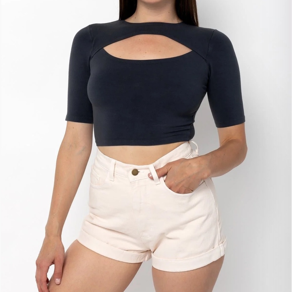 Blue Cut-Out Crop Top